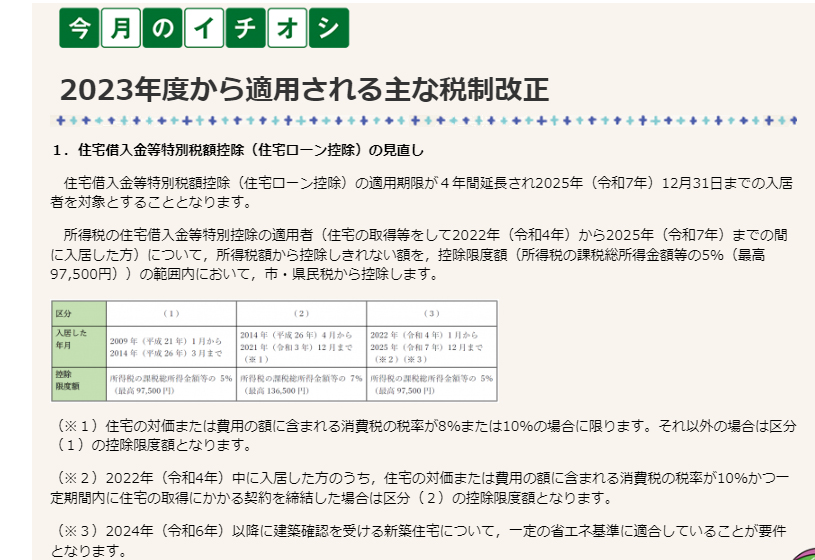 2023年度から適用される主な税制改正/2023年1月3日更新